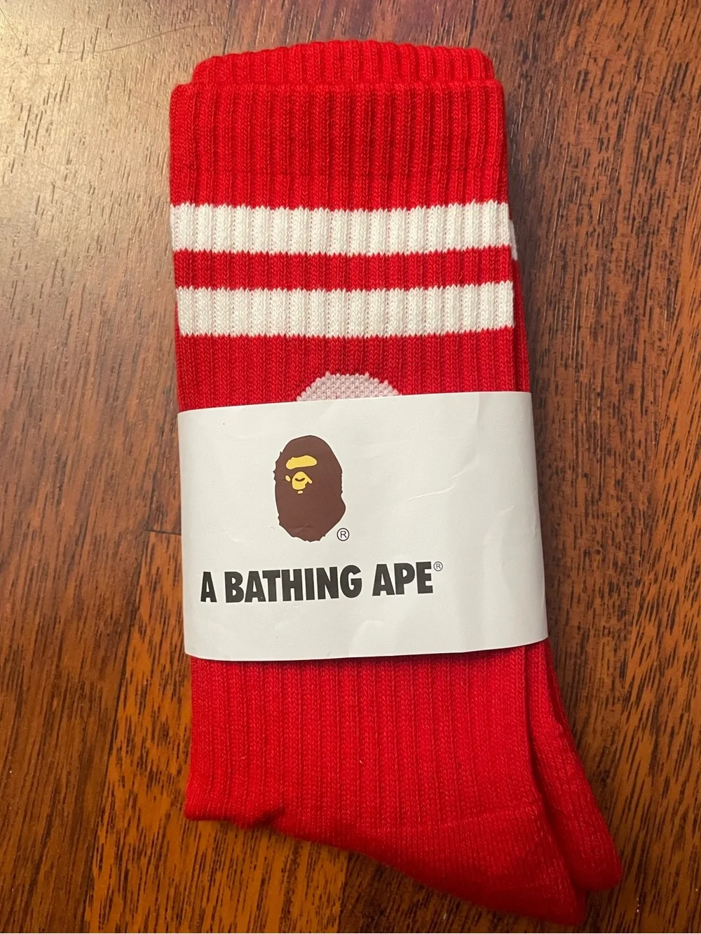 Red BAPE head socks